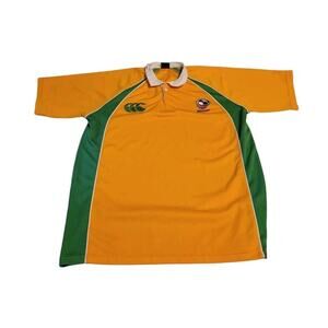 Canterbury USA Rugby Jersey Yellow Green Collared Shirt Large
